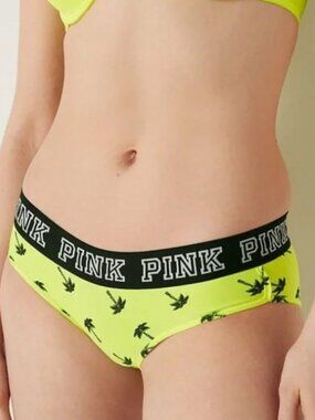 NWT PINK Victoria’s Secret Retired Neon Yellow Electro Palms Panty QCP 36013779